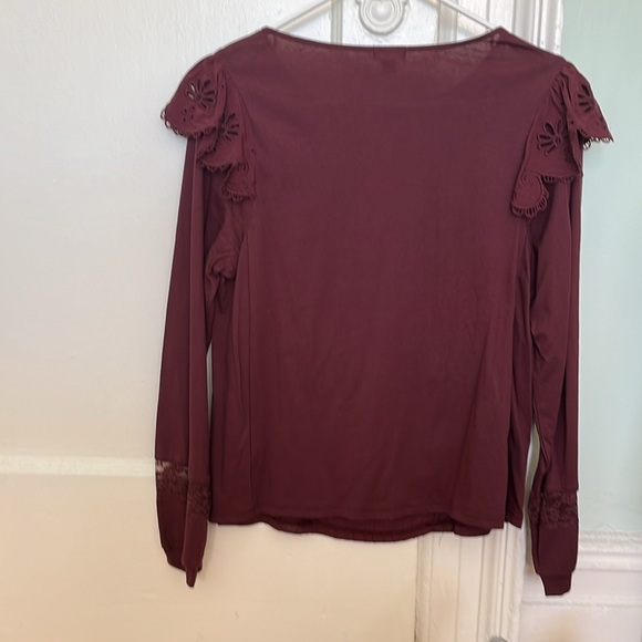 Anthropology Tiny Long-Sleeve Crescent Ruffled Lace Top - Picture 5 of 8